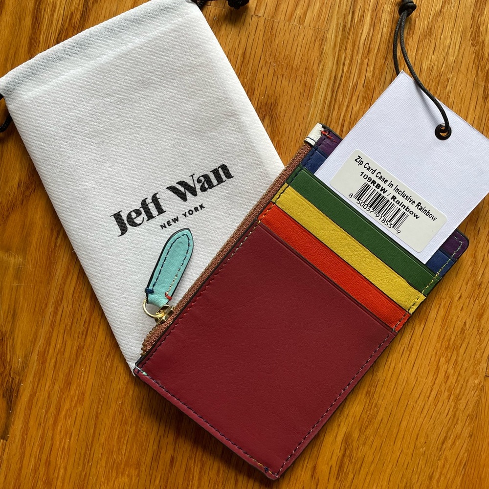 Jeff Wan Hampton Zip Card Case in Inclusive Rainbow Colorblock